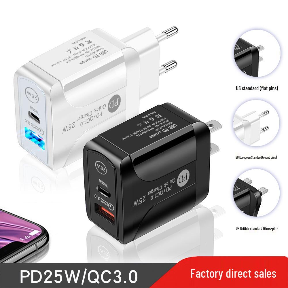 

PD 25W Fast Charger 5V/5A Type-C Adapter for EU/UK UK Black (Triangle)