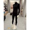 Triumph Women S Black Acrylic Ribbed Turtleneck 9 10 Length Underwear Set teweS 
