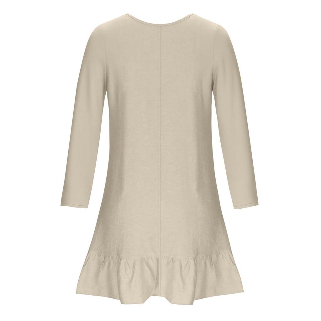 Women's Plus Size Casual Fashion Solid Color Round Neck Long Sleeves Dress