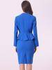 Allegra K Business Suit, Blazer and Pencil Skirt, Long Sleeves, No Collar, Solid Color, Peplum, 2-Piece Set, Royal Blue, Women's, Size S