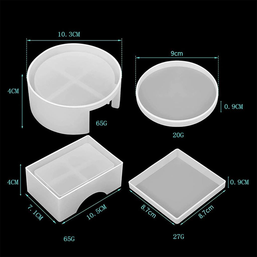 5Pcs Resin Coaster Molds Soft Silicone Smoothing Easy Release Coaster Silicone Molds for Crafting DIY