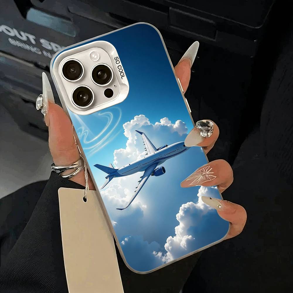 Aircraft & Sky Phone Case For iPhone 17,16,15,14,13,12,11 Plus,Pro Max,XS,white Silver Phone Case