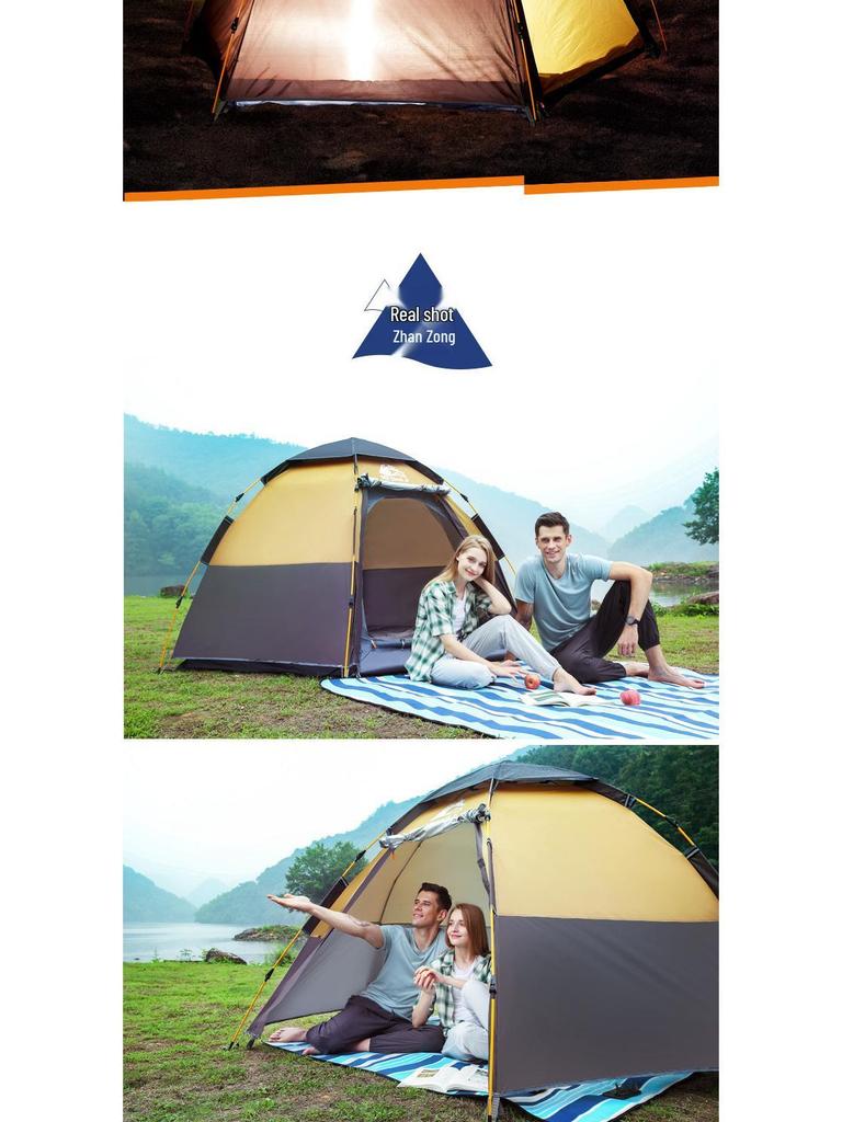 Portable Automatic Fast-Opening Rainproof Tent for 2-4 People - Ideal for Outdoor Camping, Wilderness, & Beach