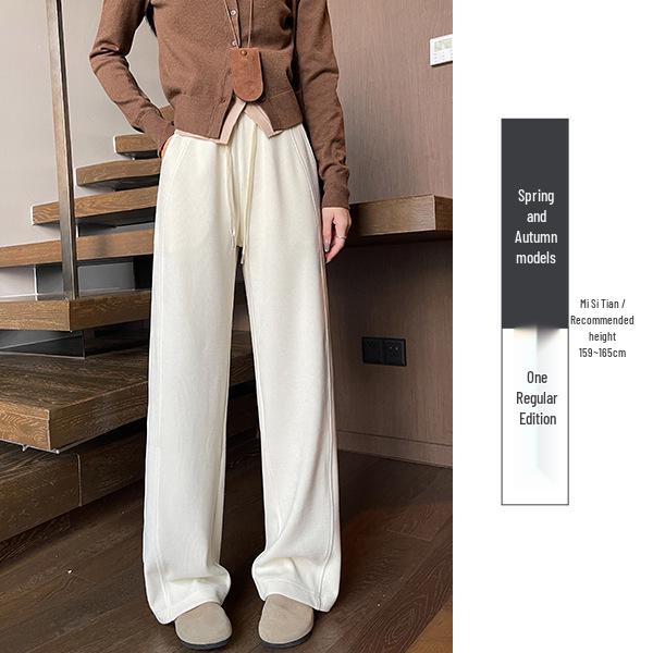 

Women s High-Waisted Cashmere Sports Pants, Petite, Wide-Leg, Spring Casual, Plus Velvet, Straight Leg, Narrow Version, Banana Design M
