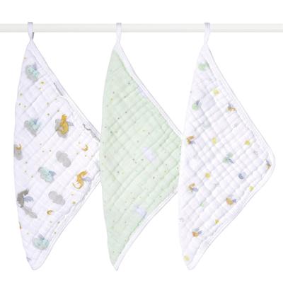 Aden anais Aiden und Anais Waschlappen-Set 3 Stück 30 x 30cm 2024 Sternzeichen Drache Musselin Baumwolle mit Schlaufe Babygeschenk Mulltuch WCADABAWCC30011 +