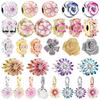 New Gold Rose Blue Pink Cherry Charm Bead Daisy Dangle Fit Silver Bracelet Necklace Bead For Women DIY Jewelry Gift