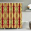 Lebhafter Geometrischer Muster Duschvorhang Baddeko Orange Gelb Größe 180 X 243Cm Schnelltrocknendes Gewebe Wasserdicht Zuhause Badezimmer Acc