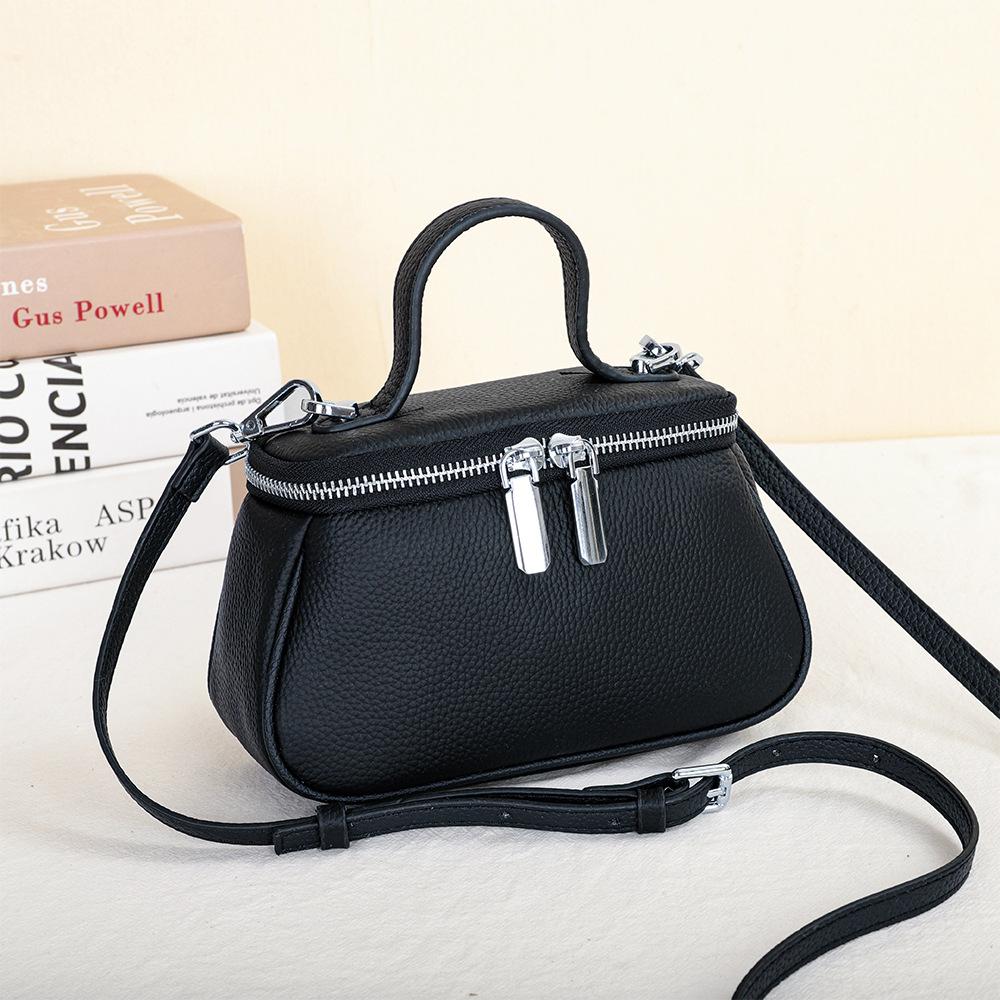 Leather multi-purpose portable messenger bag women s new fashion versatile shoulder bag first layer cowhide multi-functional casual women s bag чёрный