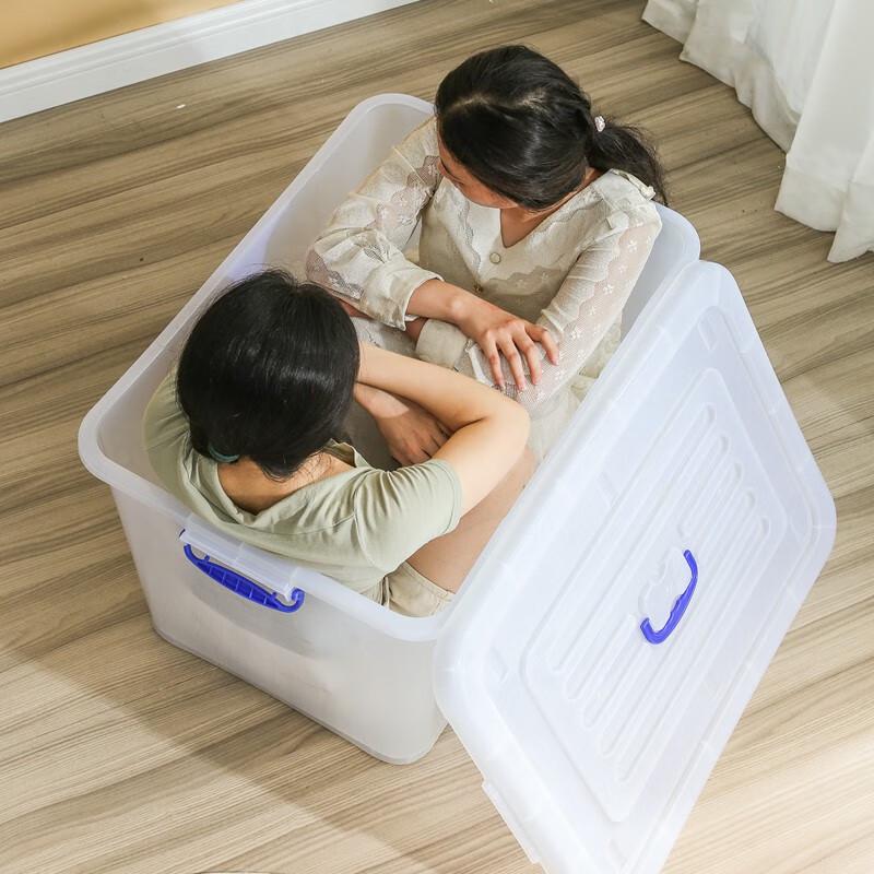 TeBaoli Large Capacity Transparent Plastic Storage Bin with Wheels