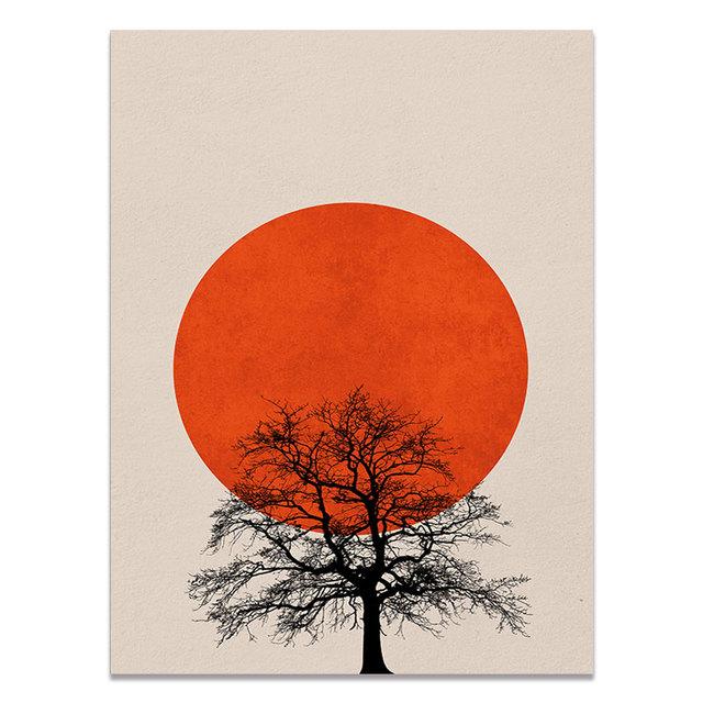 Poster abstract în stil nordic, imprimare peisaj de dimineață de iarnă, imagine de perete, pictură pe pânză, decor scandinav