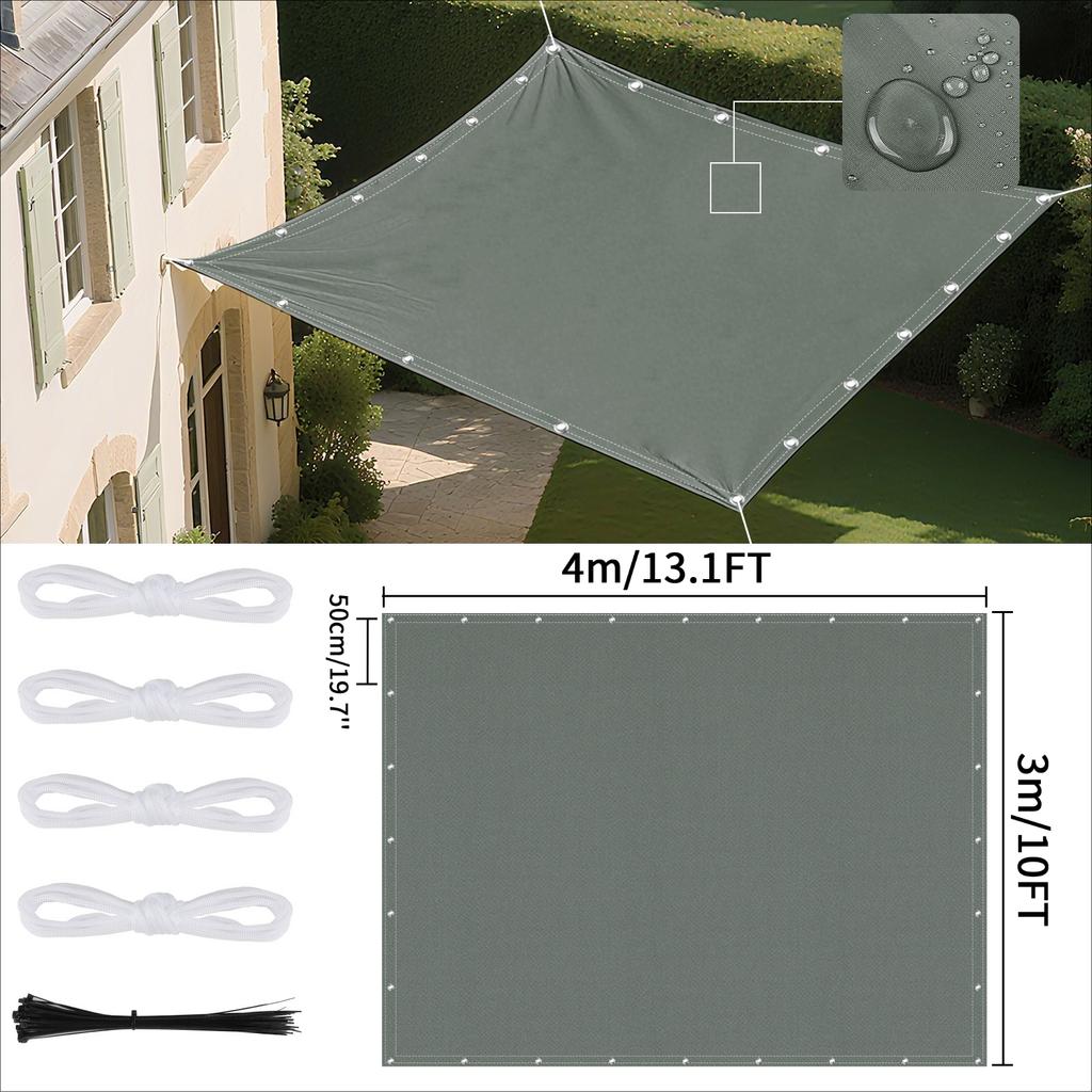 Waterproof Shade Sail with Grommets Tent Tarp Cover Sunshade Cloth Awning Canopy for Outdoor Garden Patio Camping Hiking Shelter