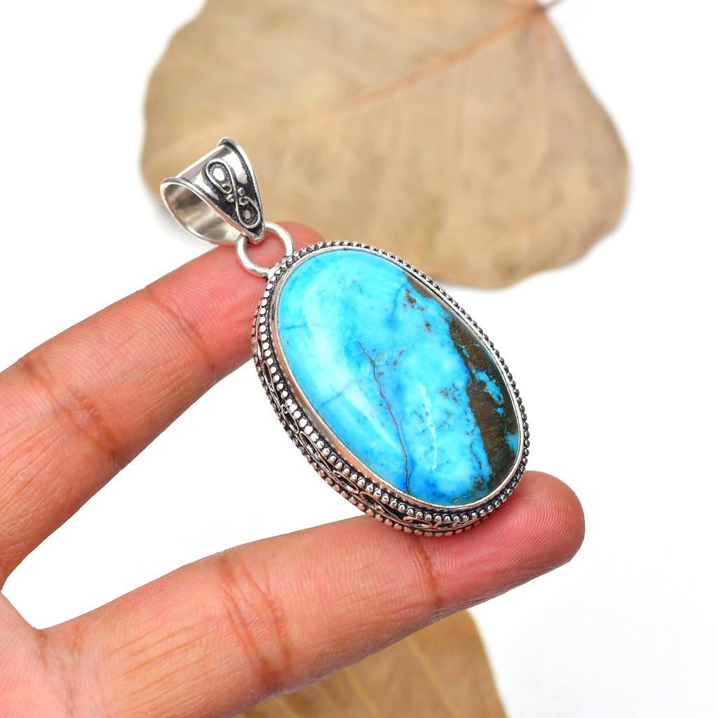 Turquoise Gemstone Pendant: 925 Sterling Silver Handmade Pendant Necklace Jewelry