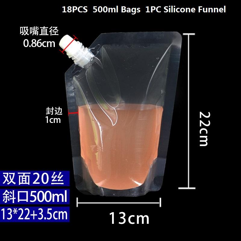 Clear Plastic Flasks  and Reusable Drink Bags Leak-Proof for Trave Outdoor Sport Running Enthusiasts Concerts 8oz 16oz 32oz