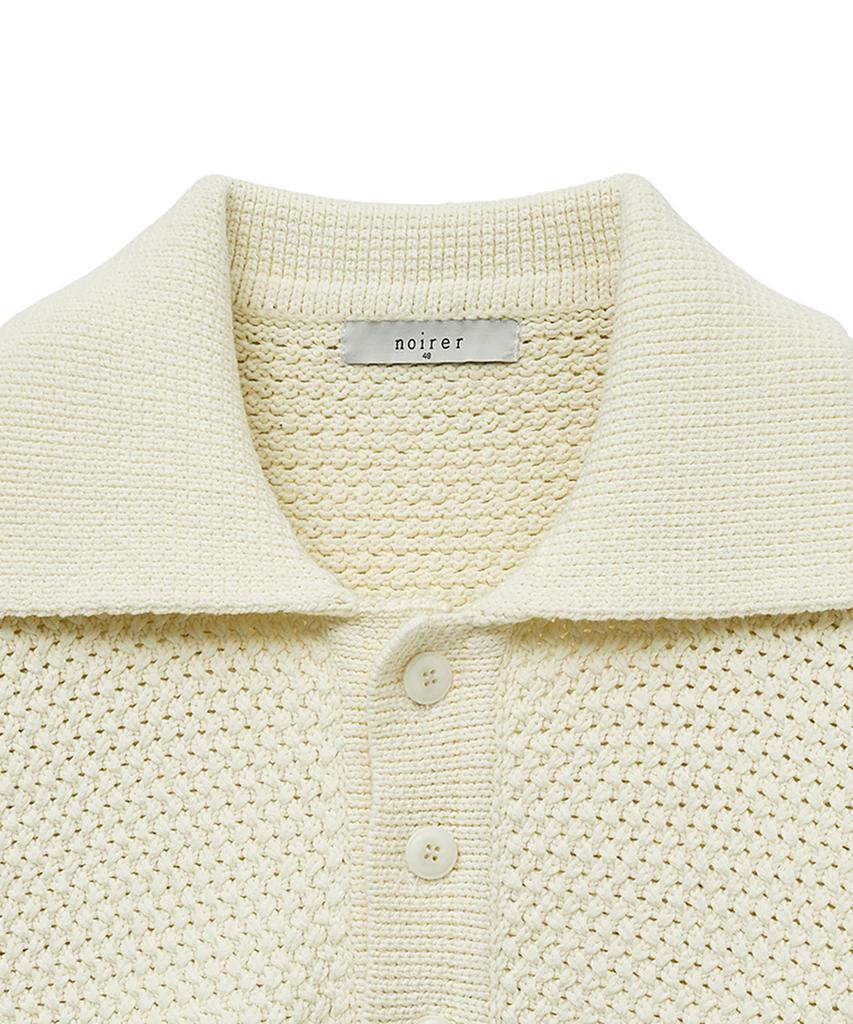 NOIRER Oversized Heavy Polo Half Knit (Ivory)