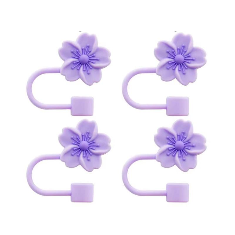 2/4pcs Straw Cover Cap for Stanley Cup Accessories,Silicone Straw Topper 10mm Reusable Straw Tips Lids Flowers Tip Covers
