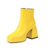 Candy Color Women Boots Custom Square Toe Patent Leather High Heels Ankle Boots Women Platform Shoes Winter Pumps Botas WSH4986