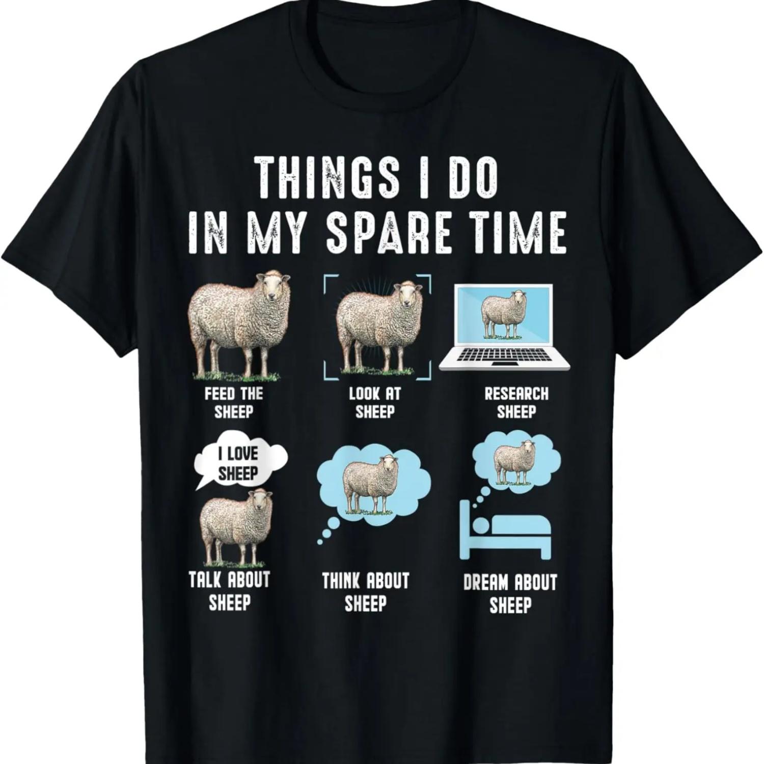 Things I Do In My Spare Time Sheeps funny sheep T-Shirt S чёрный