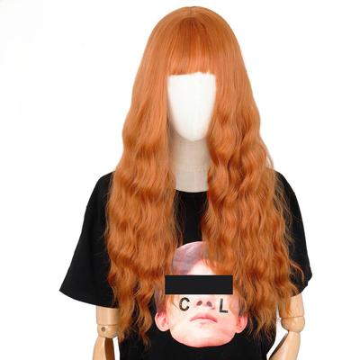 24 Zoll lange orange Perücke mit Liu Haihai Wellenperücke Kunstfaserperücke Damen Lange Perücke Natürliche Perücke Cosplay/Alltag/Partyperücke