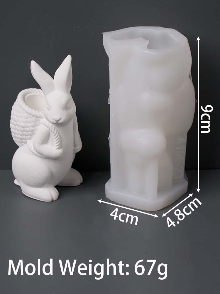 Easter Bunny Vase Silicone Mold DIY Basket Rabbit Aromath Gypsum Clay Molds Concrete Resin Ornaments Making Home Dec Craft Gifts