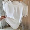 Camiseta de Algodón de Manga Corta de Verano Suelta Casual para Mujeres Hombres Cuello Redondo Base Sólida Camiseta de Mujer Moda Elegante Simple Oficina Dama Camisetas Tops 26051