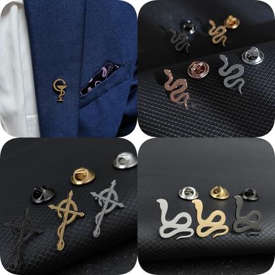 Symbol Culture Stainless Steel Brooch, Ancient Mythological Serpent Symbol Badge, Jewelry for Health and Guardianship.