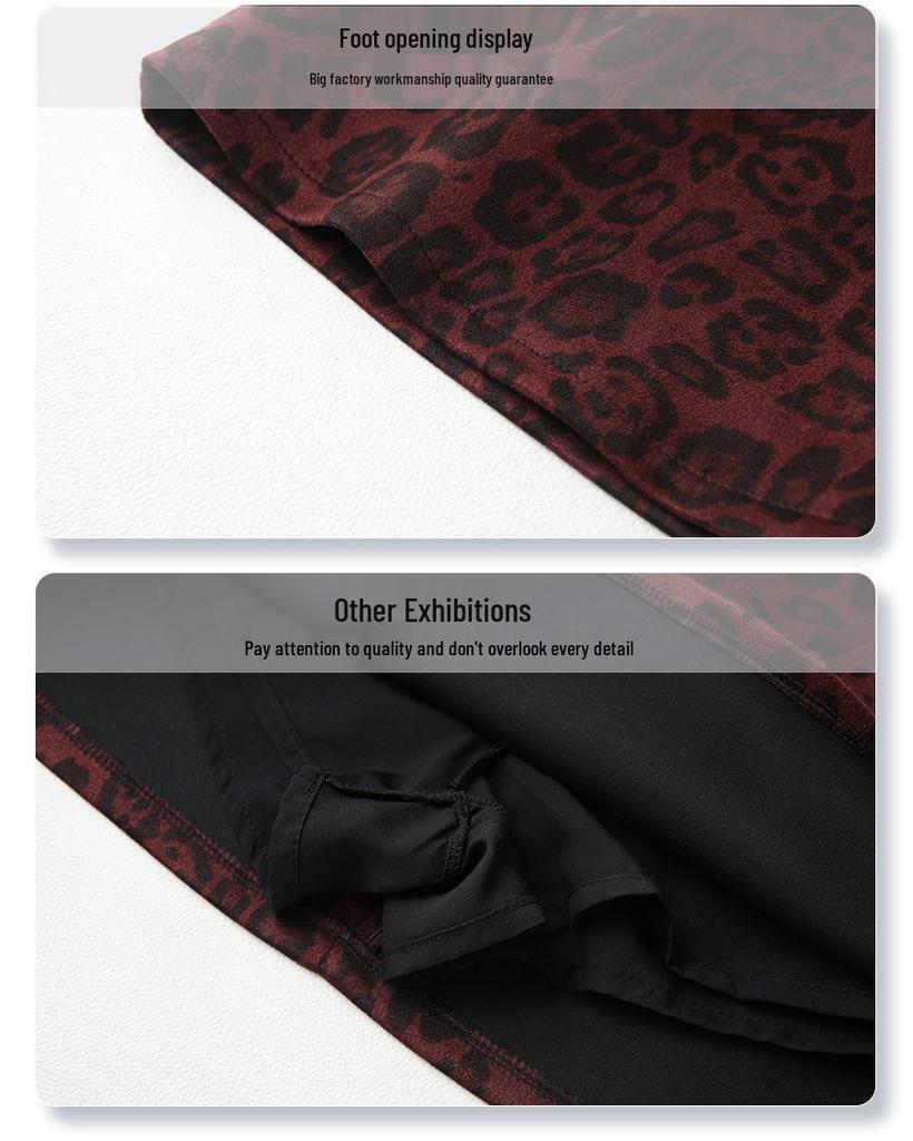 Ankola Red Leopard Print Tweed Mini Skirt - Women's 2024 A-Line High Waist Hip-Hugging Skirt