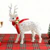 Christmas Reindeer Figurine Plastic White Elk Sculpture with Scarf Small Deer