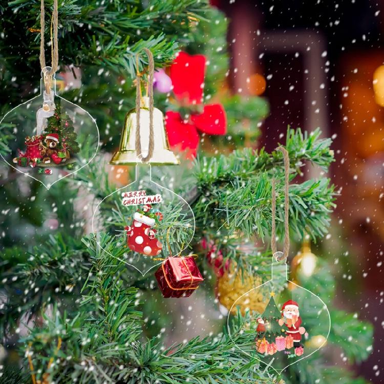 10 Peças Etiquetas de Natal Inovadoras Folhas Acrílicas em Branco Artesanato DIY Enfeites Pendurados