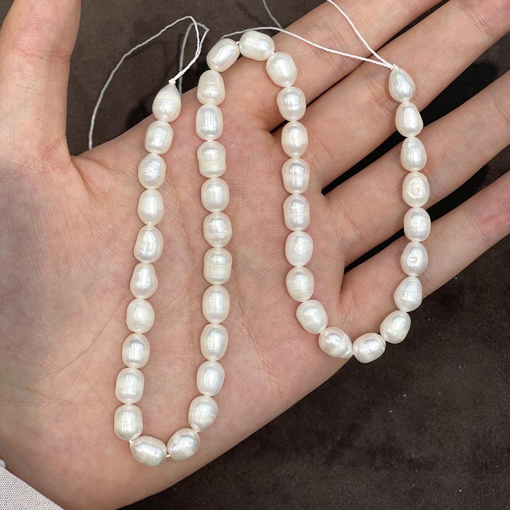 1 Strand AA Grade Natural Freshwater Rice Pearl Beads,  Loose Oval Pearls 36cm Strand for DIY Necklace Bracelet Jewelry Making