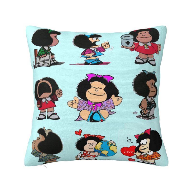 Custom Mafalda Kawaii Vintage Quino Comic Cartoon Mang Anime Modern Throw Pillow Covers Bedroom Decoration Chair Cushion