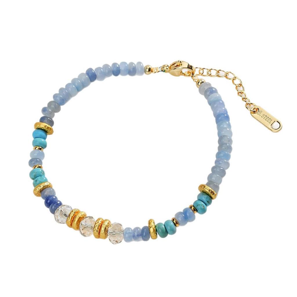 Bohemian Blue Aventurine & Turquoise Beaded Crystal Bracelet