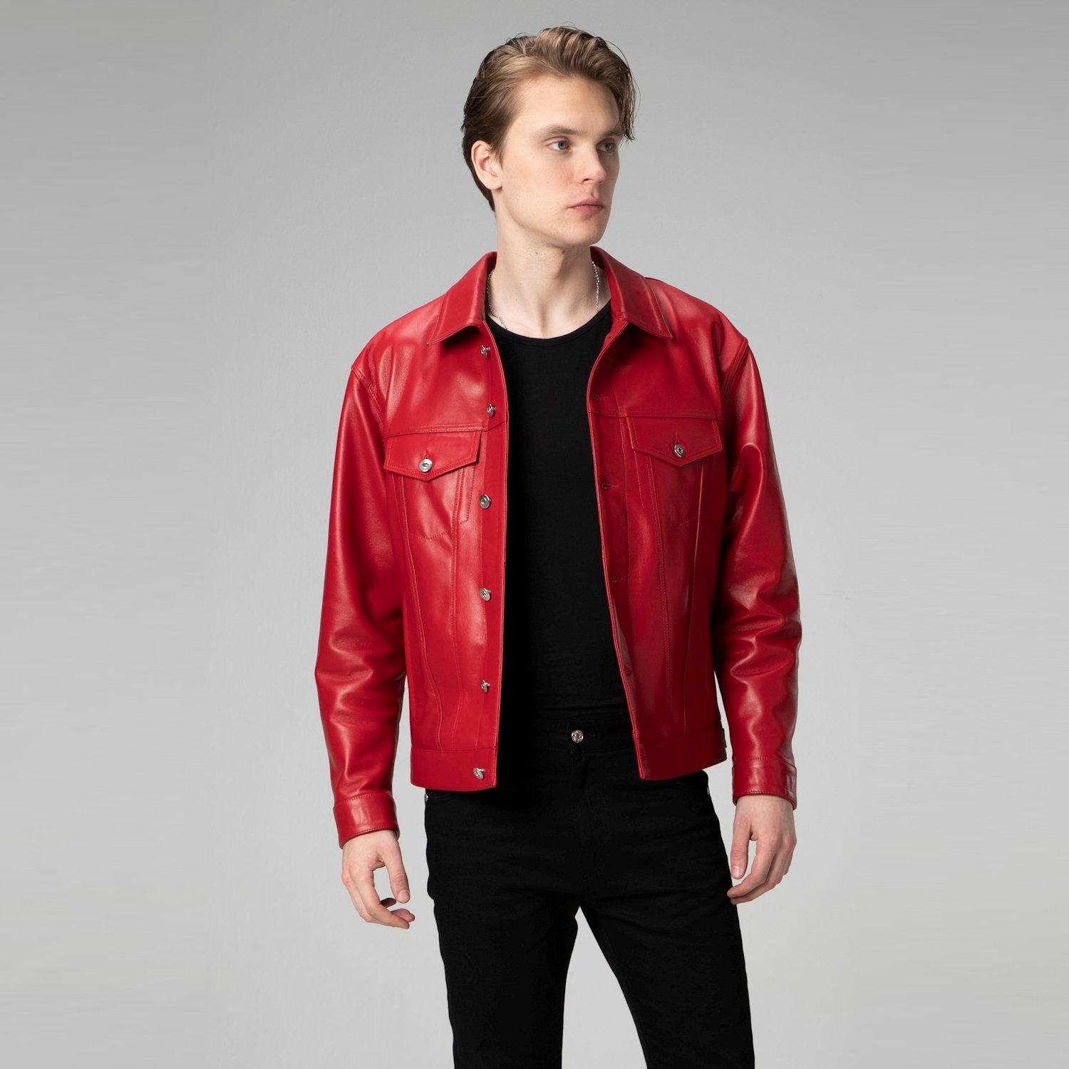 

Dericlub Мужская куртка из 100% натуральной кожи XS красный