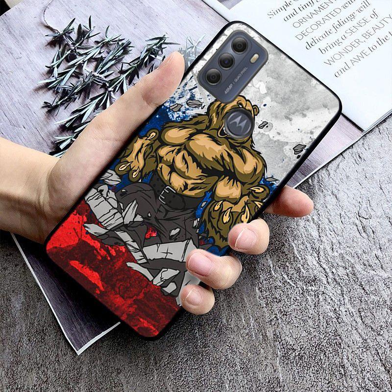 Russia black bear Case for Motorola Moto EDGE 20pro EDGE 20lite E6 E7 Cover G STYLUS GPLAY GPOWER G 5G PLUS G30 G100 Funda Coque