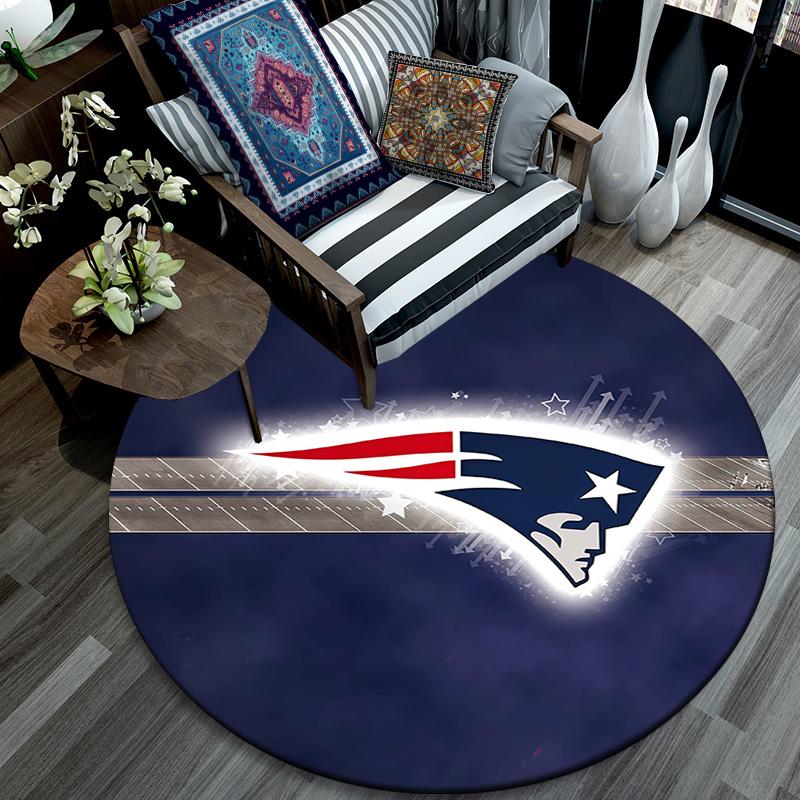 New England Patriots2 Round Area Rug,Carpet Rug for Living Room Bedroom Sofa Playroom Decor,Non-slip Floor Mat