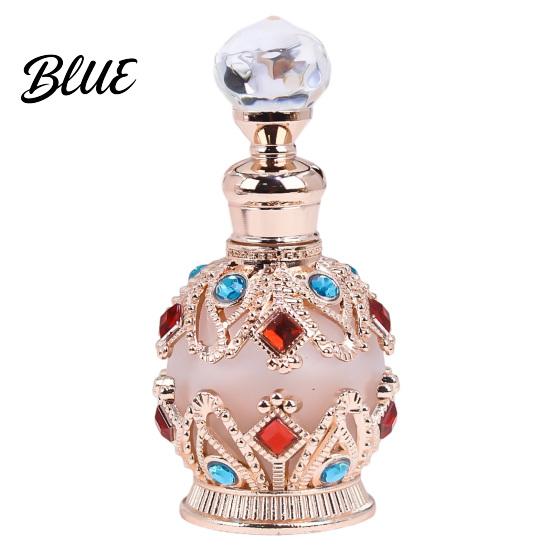 Flacone Profumo Ricaricabile 15ML Flacone Lusso Vintage Olio Essenziale & Fragranza Contenitore Profumo Vuoto in Vetro Stile Arabo di Dubai per Viaggio Compatto