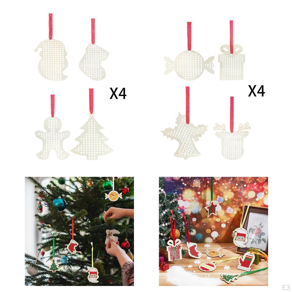 Dřevěné sady na křížkovou výšivku Vánoční ozdoby Kreativní řemeslné potřeby s 16 špendlíky DIY