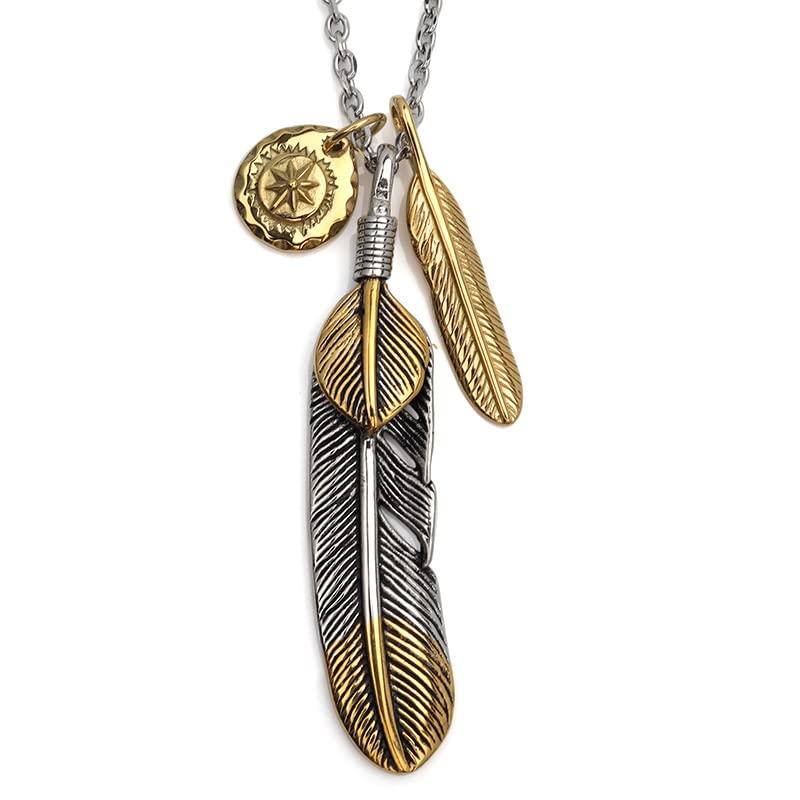 

Намисто з нержавіючої сталі з потрійним пір ям для дуже великого золотого сонця, золотого серця [срібло KYASYA] Чоловіки, Срібло, Пір я, Кігті, Бірюза, Метал, Підвіска)