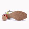 Johnature Women's Summer Shoes Genuine Leather Painted Retro Contrast Comfortable High Heeled Sandals