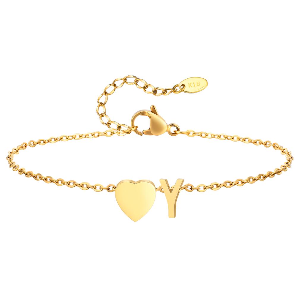 Bohemia A-Z Letter Initial Anklet for Women Gold Color Heart Alphabet Ankle Bracelet Beach Party Travel Fashion Foot Jewelry