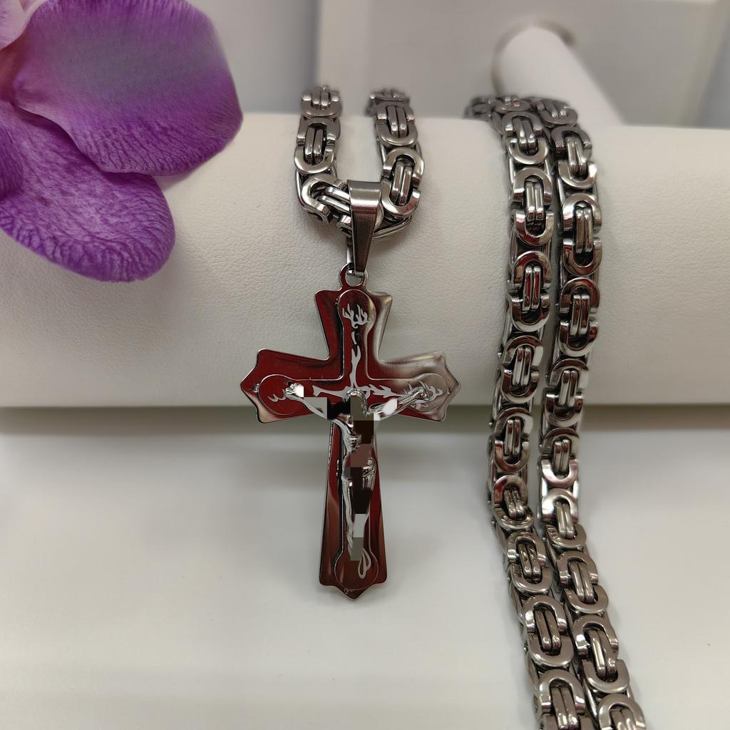 2026 European and American New Trendy Men's Necklace Cross Pendant Accessories