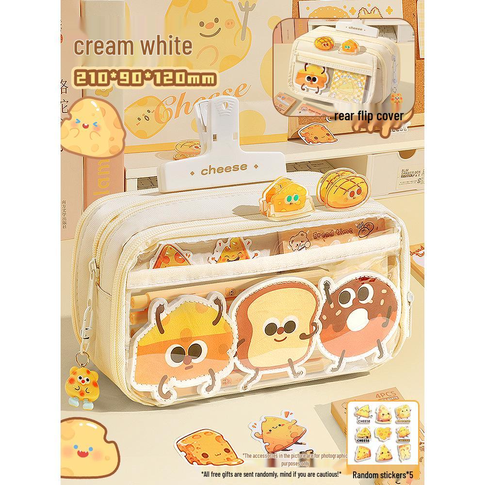 2025 Trendy Cheese Pencil Case: Large Capacity, Stylish Design for Girls, Perfect for Elementary School Students