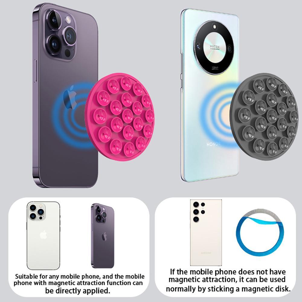 Multi Functional Magnetic Phone Holder with Silicone Suction Cup Portable Handheld Person Stand For Magsafe iPhone 16-12 Mount