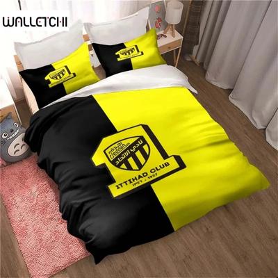 Al-Ittihad Club Jeddah Ložní souprava Chlapci Dívky Jednolůžko Queen Size Povlak na přikrývku Povlak na polštář Postel Děti Dospělí Módní Ložní prádlo