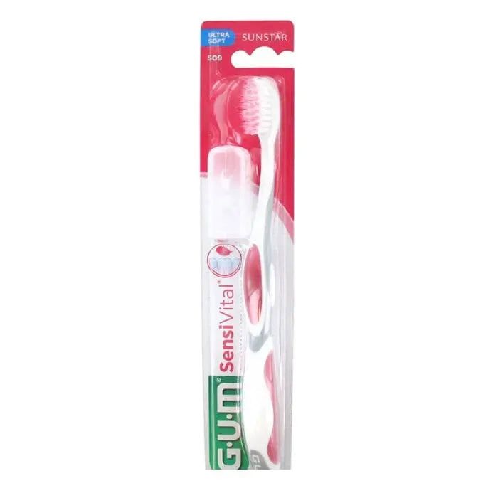 Brosse à dents - GUM - SensiVital N°509 - Ultra souple - Brins effilés coniques - Manche ergonomique antidérapant