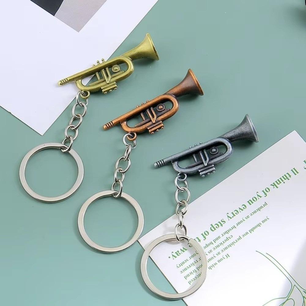 Retro Mini Saxophon Schlüsselanhänger Trompete Tuba Metall Musikinstrument Schlüsselanhänger Musik Geschenk Zubehör Auto Schlüsselanhänger Für Musikliebhaber