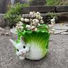 New Cabbage Rabbit Resin Succulent Flower Pot Green Plant Flower Pot Garden and Home Desktop Decoration Flower Pot