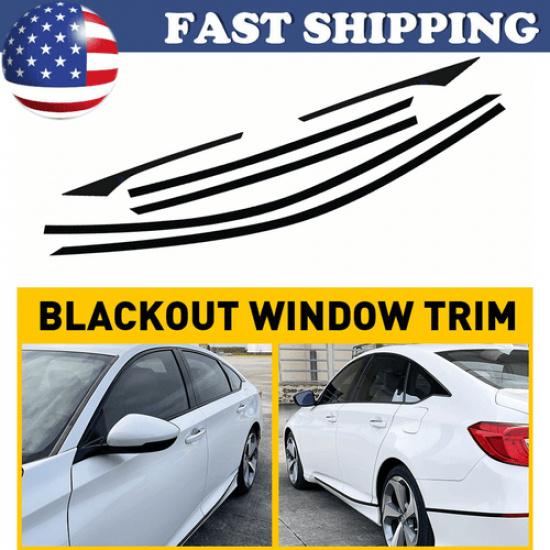 6X Chrome Delete Window Trim For Vinyl Matte Black Honda Accord Sedan 2018-
