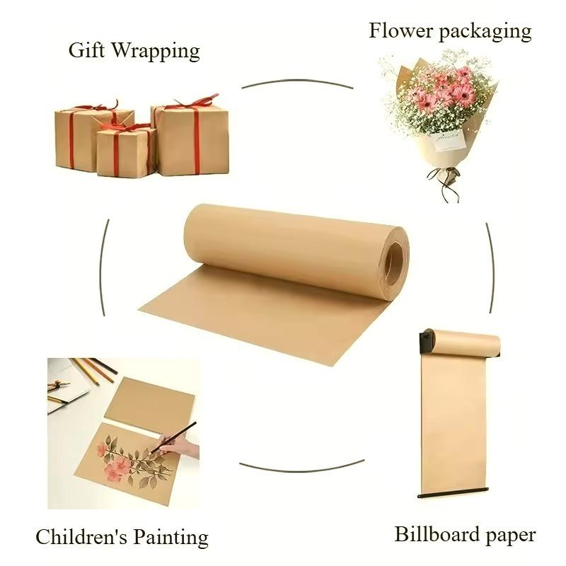5m/Roll Brown Kraft Paper Roll for Gift Wrapping Painting DIY Flowers Birthday Party Wedding Christmas Gifts Packing Paper