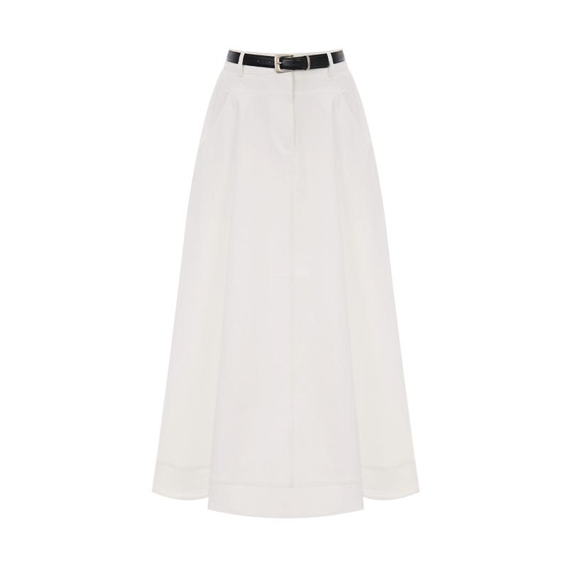 T View Cut-Out Pocket Belted Flare Skirt_V6A-Csk019