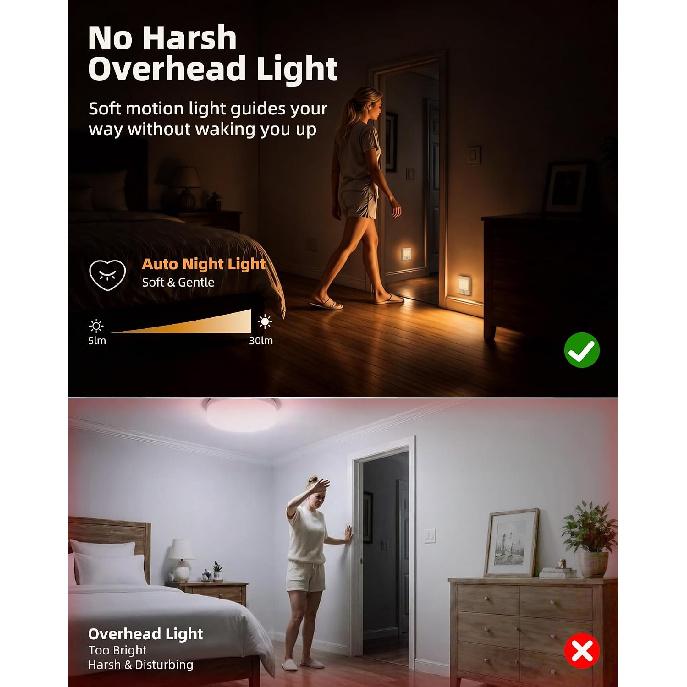 EZVALO Rechargeable Motion Sensor Night Lights, Stick-On Battery Operated LED Night Light with Magnetic, 5-30LM Dimmable, 3 Color Temps, Portable